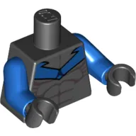 Torso Bodysuit, Blue V Logo and Muscles Print (Nightwing), Blue Arms, Black Hands