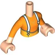 Minidoll Torso Girl with Orange Shirt, Bright Light Orange Pants, White Suspenders print, Light Nougat Arms and Hands