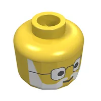 Minifig Head Dr Charles Lightning / Dr Kilroy, Round Glasses, Gray Lines Beard and Moustache Print