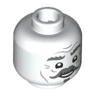 Minifig Head Nearly Headless Nick, Thick Dark Bluish Grey Eyebrows, Moustache, Goatee, Smile/Confused