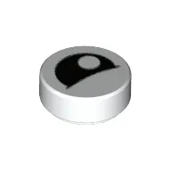 Tile Round 1 x 1 with Black Eye with Off-Side Pupil Partially Closed Print