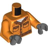 Torso Prison Suit, Dark Orange Belt, Collar, White Shirt print, Orange Arms, Dark Bluish Gray Hands