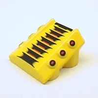 Slope 2 x 2 No Studs, with 3 Side Pistons Raised Edges and Red/Black Lines and Red Dots Print