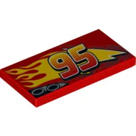Tile 2 x 4 with Exhaust Pipes, '95' and Flames Print (Lightning McQueen)