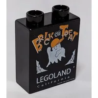 Duplo Brick 1 x 2 x 2 with Halloween 2006 Brick or Treat Print (Legoland Logo)