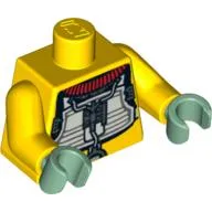 Torso Armor with White Chest Plate, and Control Panel with Wires Print (Trandoshan), Yellow Arms, Sand Green Hands