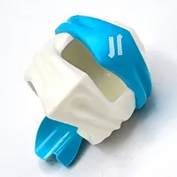 Wrap with Long Back Knot, Dark Turquoise Band Pattern, White Asian Symbol print