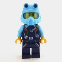 Ocean Explorer Diver, Dark Blue Wetsuit, Medium Azure Helmet