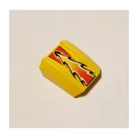 Slope Curved 2 x 2 with Lip, No Studs with Red/White/Black Flame Print