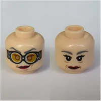 Minifig Head Madame Hooch, Dual Sided, Red Lipstick, Goggles / No Goggles Print [Hollow Stud]