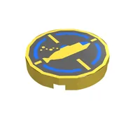 Tile Round 2 x 2 with Black Background, Yellow Submarine Print