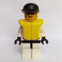 Res-Q Man, Black Cap, Yellow Life Vest, Sunglasses