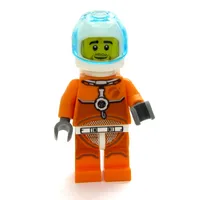 Astronaut - Orange Torso and Legs, White Helmet, Trans-Light Blue Visor, Beard