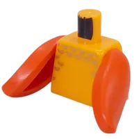 Torso Fish, Silver Scales Print, Orange Fin Arms