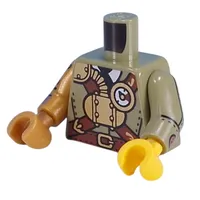 Torso, Odd Arms and Hands, Gold Apparatus, Gauge, Reddish Brown Streps, Mechanical Arm with Silver/Copper Pistons print, Left Pearl Gold Arm and Hand, Right Olive Green Arm and Yellow Hand