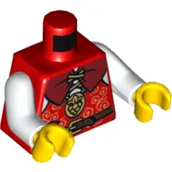 Torso Gold Trimmed Vest with Purse and Belt Print, White Arms, Yellow Hands