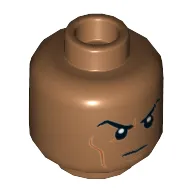 Minifig Head King Namor, Closed Straight Mouth, Nougat Scars, Angry / Smirk print