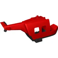 Duplo Helicopter Body with Black Base, Black Tail Rotor and Black 'FIRE' Print