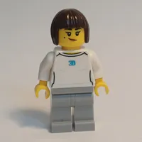 Race Driver, White Shirt, Light Bluish Gray Legs, Dark Brown Hair