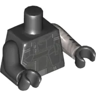 Torso, Odd Arms, Body Armor, Straps, Belt Print, Left Flat Silver Arm with Print, Right Black Arm, Black Hands