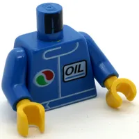 Torso Racing Jacket with Octan Logo and Italic 'OIL' Print, Blue Arms, Yellow Hands