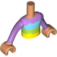 Minidoll Torso Boy with Lavender/Medium Azure/Lime/Yellow Stripes Shirt, Nougat Arms and Hands