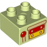 Duplo Brick 2 x 2 with Half Xylophone, Yellow/Red Keys print