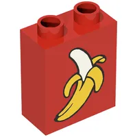 Duplo Brick 1 x 2 x 2 with Banana Peeled Print