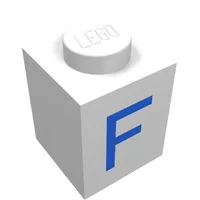 Brick 1 x 1 with Blue F Print