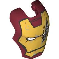 Headwear Accessory Visor Top Hinge, Rounded, with Gold Armor with White Eyes, Scratch Print (Iron Man)