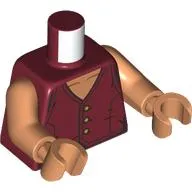 Torso, Dark Red Vest, Gold Buttons print, Nougat Arms and Hands