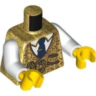 Torso Conductor Uniform, Gold Jacket, Pocket Watch on Chain, White Shirt, Dark Blue Tie with Clip print, White Arms, Yellow Hands