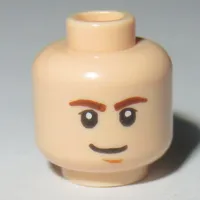 Minifig Head Han Solo, Brown Eyebrows, White Pupils and Brown Chin Dimple Print