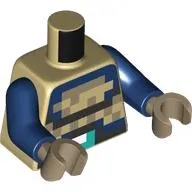 Torso, Pixelated Dark Blue Chest, Black Belt, Dark Turquoise Buckle print, Dark Blue Arms, Dark Tan Hands