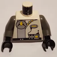 Torso Exploriens Logo with Radio Print, Dark Gray Arms, Black Hands