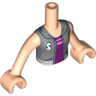 Minidoll Torso Girl with Magenta Top, Silver Jacket, Light Nougat Arms with Hands