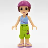 Mia - Medium Azure Top, Lime Trousers, Magenta Cap