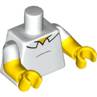 Torso, Dual Molded Arms, Shirt with Black Belly Bump and Collar Outline Print, White Sleeves Pattern, Yellow Arms and Hands