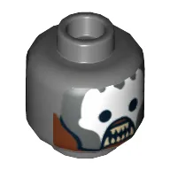 Minifig Head Uruk-hai (Berserker), White Face and Teeth, Plate on Reverse Print [Hollow Stud]