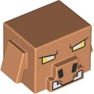 Minifig Head Special, Cube Hog with Semi-Pixelated Yellow/White Eyes, White Fangs, Black Nose print