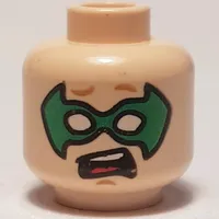 Minifig Head Robin, Green Eyemask, Smiling / Surprised Print