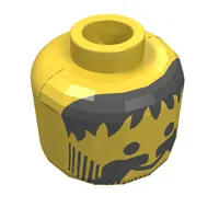 Minifig Head Knight / Imperial Guard, Beard Vertical Lines with Messy Hair, Moustache Black Print