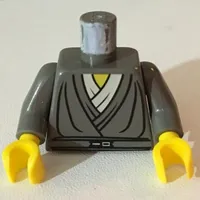 Torso Layered Shirt, White Undershirt, Silver Buckle Print, Dark Gray Arms, Yellow Hands