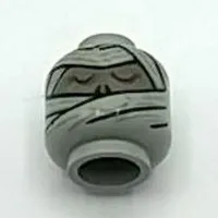 Minifig Head Mummy, Wraps, Eyes Open / Eyes Closed Print