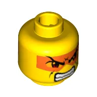 Minifig Head Hikaru, Brown Eyes, Orange Mask, Mouth Closed / Bared Teeth Print