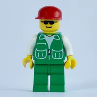 Man, Green Jacket, Green Legs, Red Cap, Sunglasses