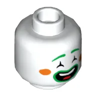 Minifig Head Citrus the Clown, Bright Green Eyebrows and Lips, Orange Circles on Cheeks, Closed Mouth and Open Eyes / Open Mouth and Closed Eyes Print