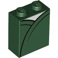 Brick 1 x 2 x 2 with Inside Stud Holder with White Shirt under Dark Green Robe print