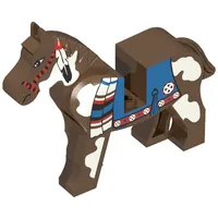 Animal, Horse, Movable Head, Blue Blanket, Right Side Red Circle Print