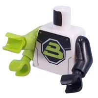 Torso, Left Black Arm and Hand, Right Lime Double Arm and Hands with Black/White Space Suit, Blacktron II Logo print